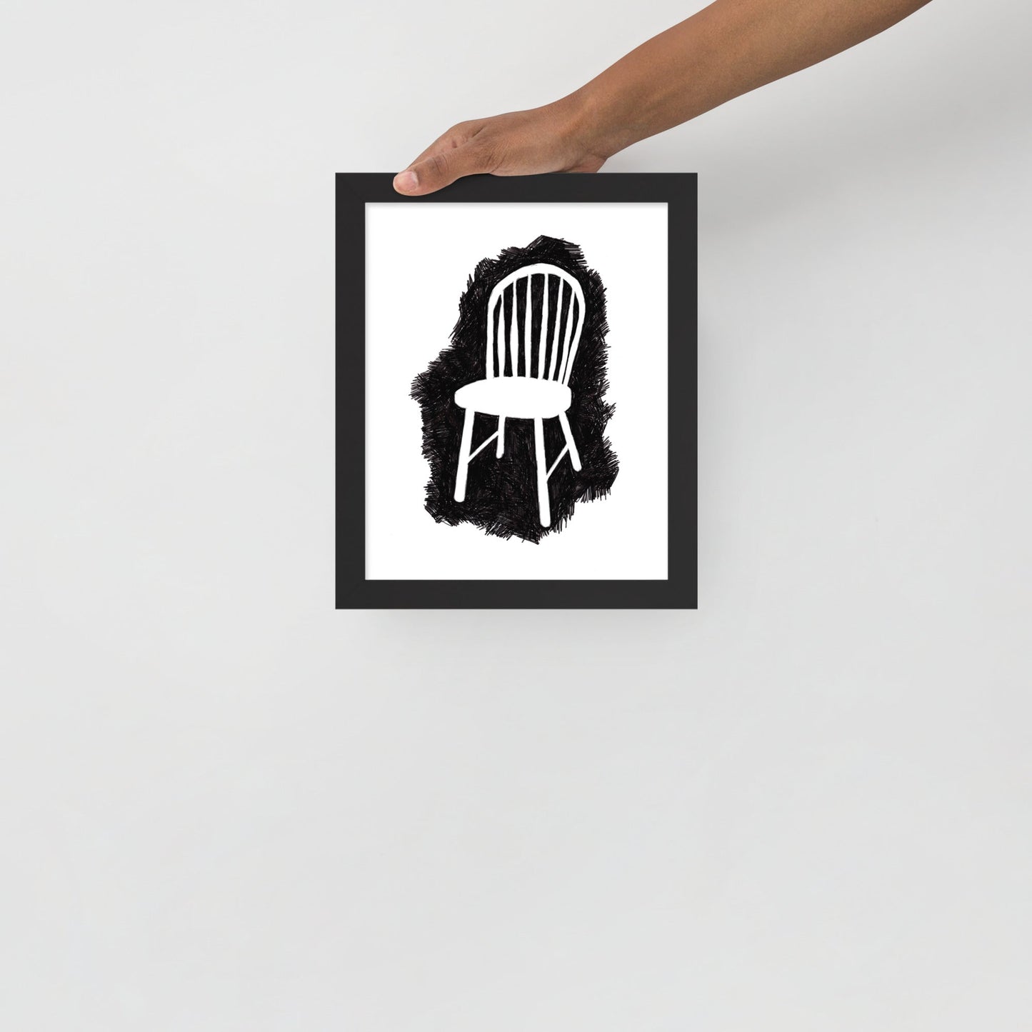 Ink Drawing Framed Print, Wood Chair - angelo:HOME -