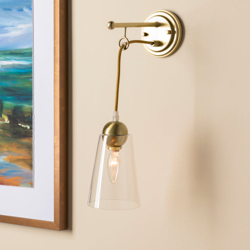 Seaham 4.88 inch Gold and Clear Wall Sconce SEA-002