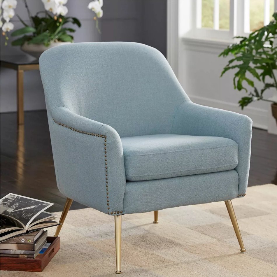 Upholstered Chair - Vita in blue - angelo:HOME - Arm Chairs