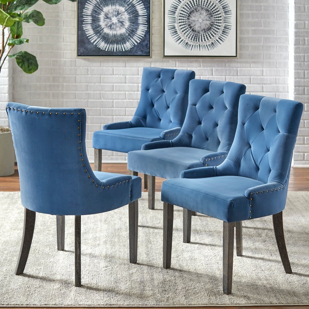 angelo:HOME Dining Chairs - Ariana Upholstered Parsons set of 2 or 4 (blue) - angelo:HOME
