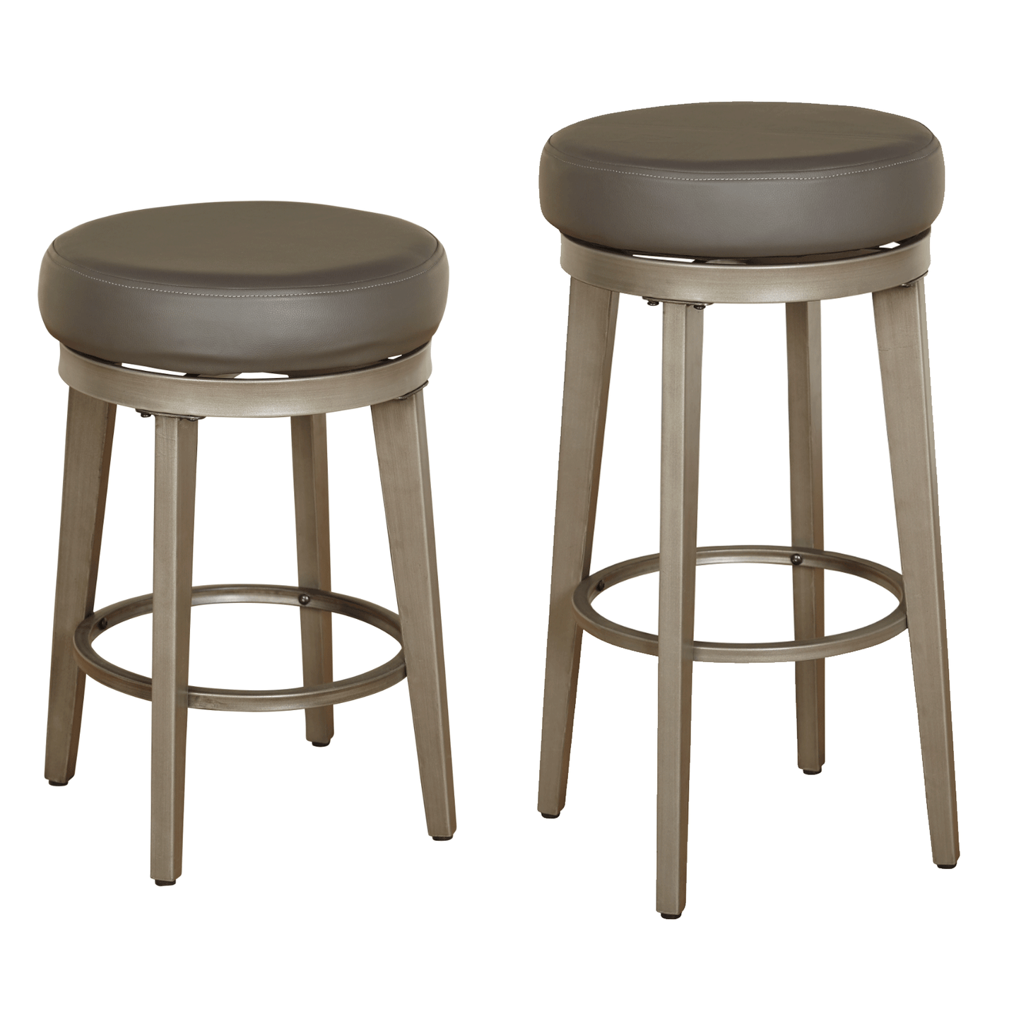 angelo:HOME Swivel Stools - Linden Leather set of 2 (grey) - angelo:HOME