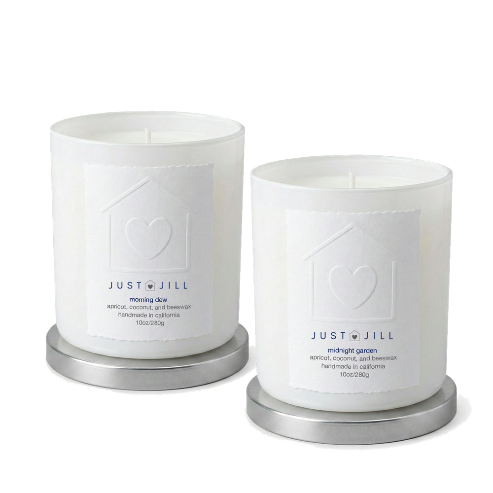 Just Jill Morning Dew and Midnight Garden Scented Candles (2 pack)