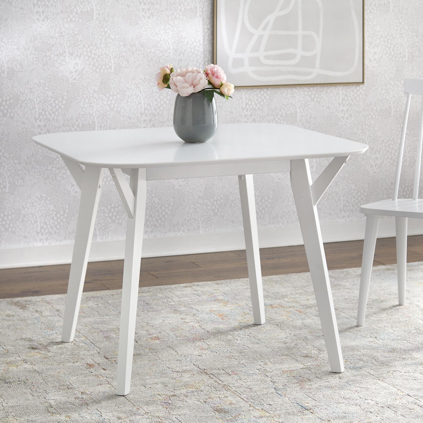 angelo:HOME Dining Set - Annabelle 3-Piece (White Table, Grey Chairs)