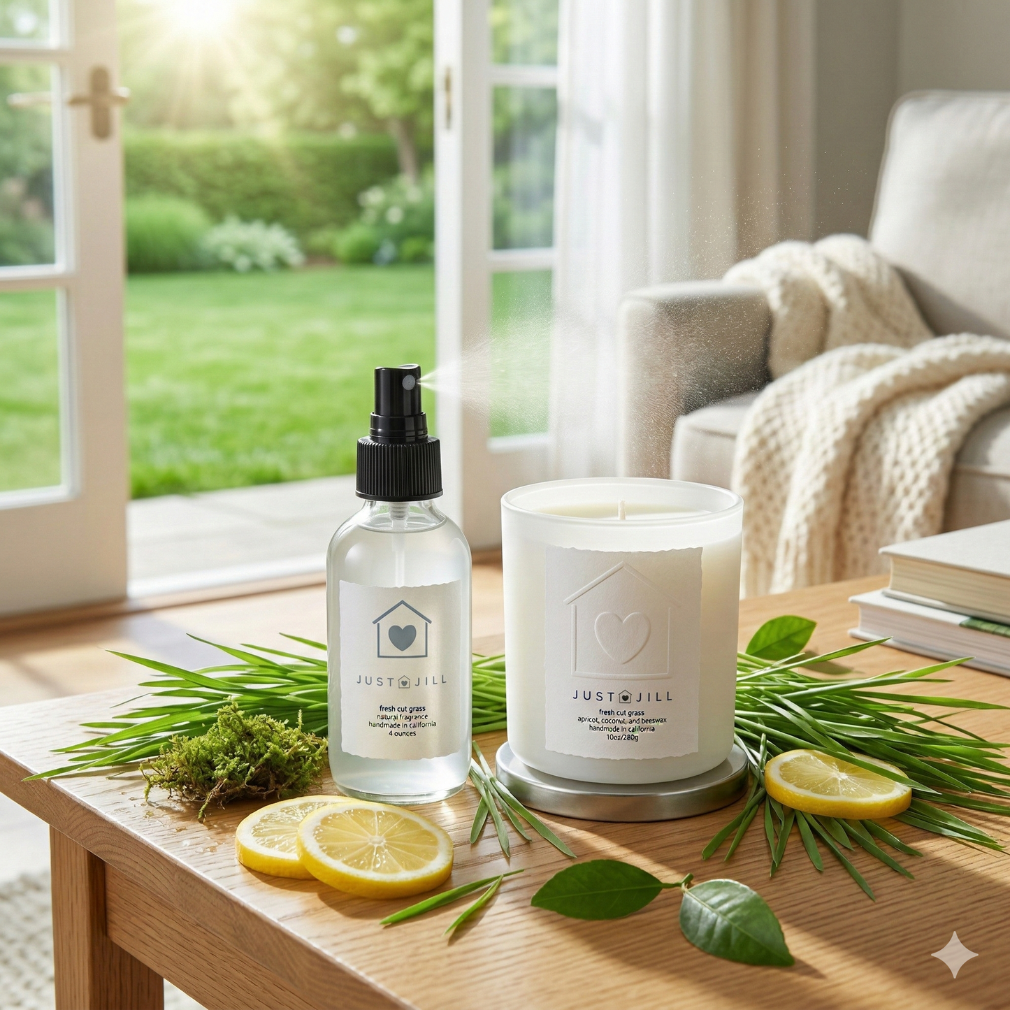 Just Jill Fresh Cut Grass Scented Candle & Room Spray Gift Set