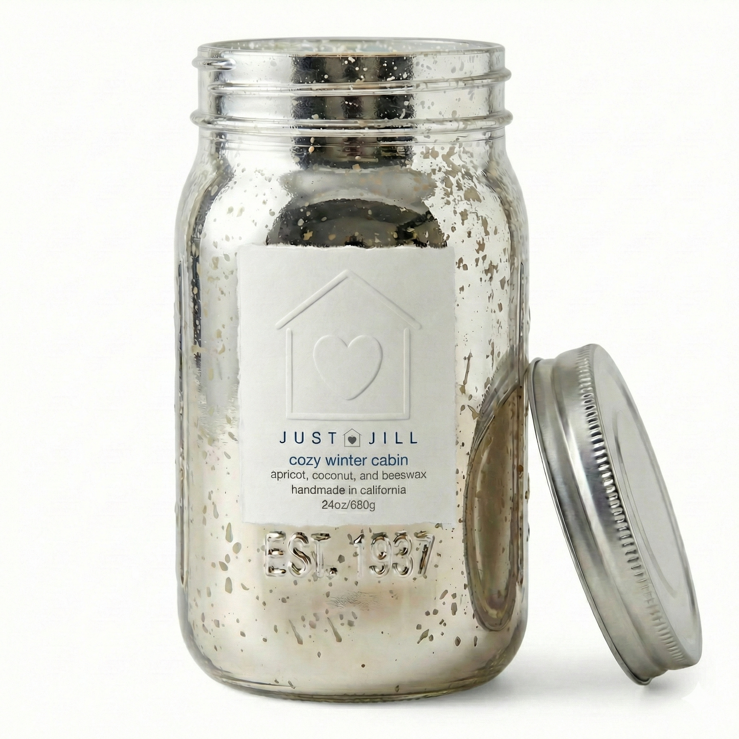 Just Jill Cozy Winter Cabin Scented Mason Jar Candle 24 oz