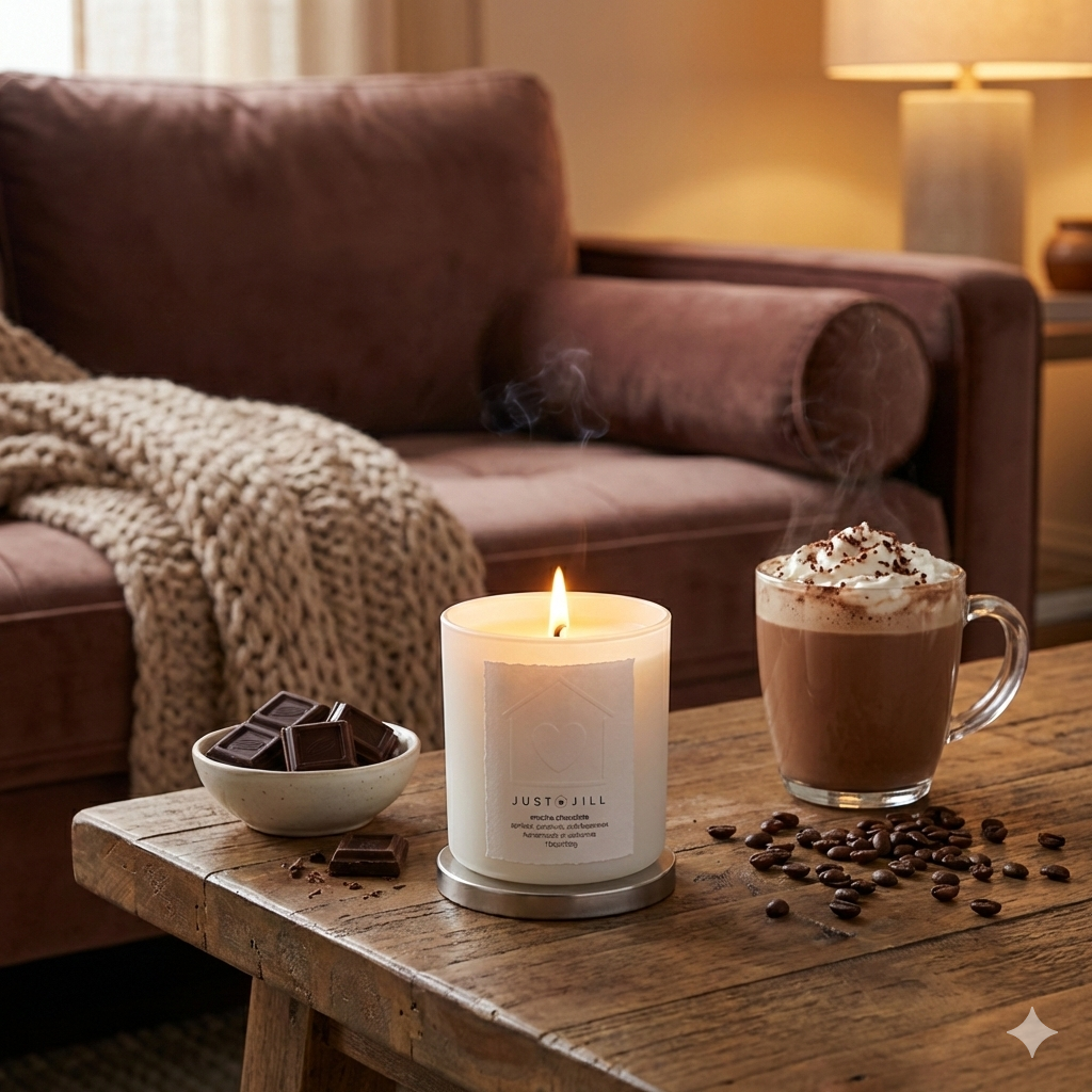 Just Jill Coffee Shop and Mocha Chocolate Scented Candles (2 pack)