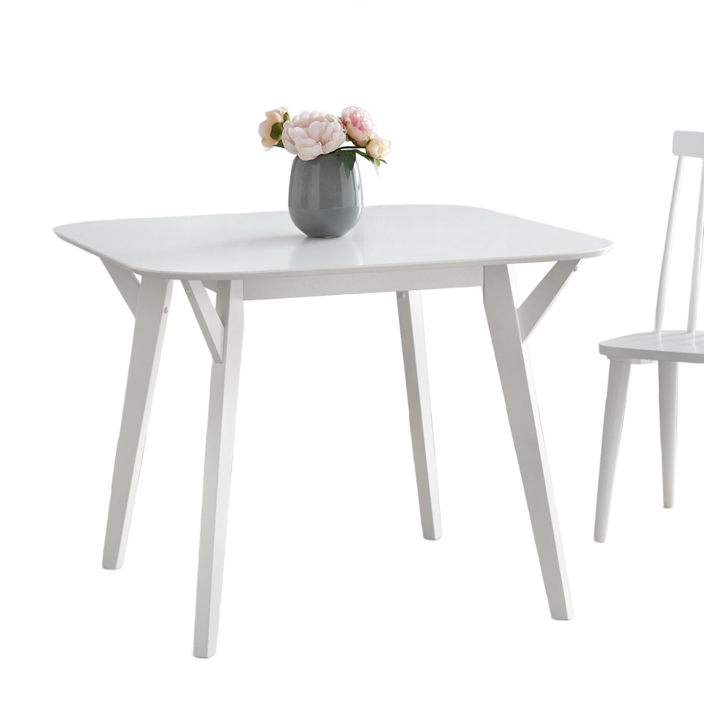angelo:HOME Dining Set - Annabelle 3-Piece (White Table, Grey Chairs)