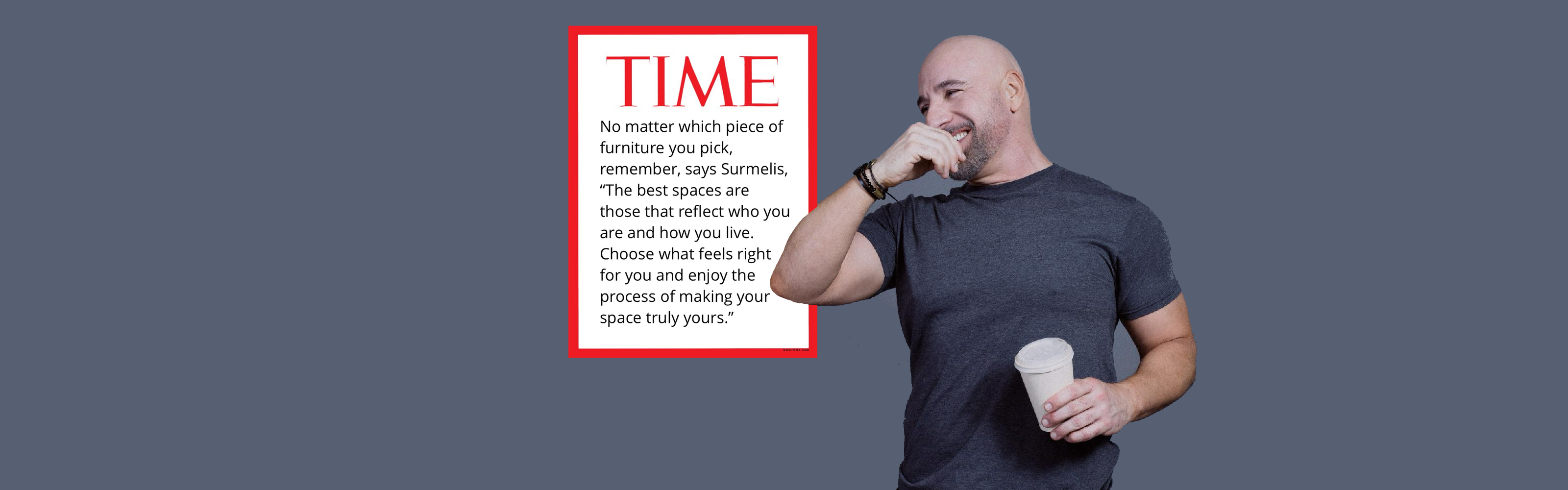 Angelo Surmelis with a quote from his article in TIME Magazine