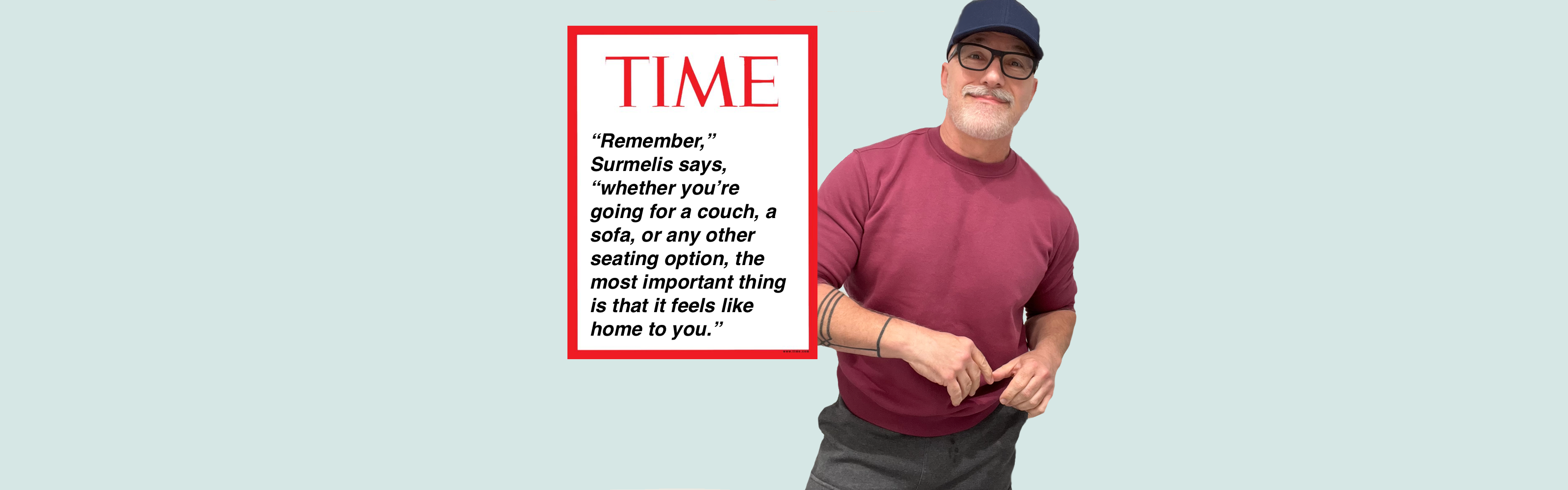 Angelo Surmelis with a quote from his article in TIME Magazine