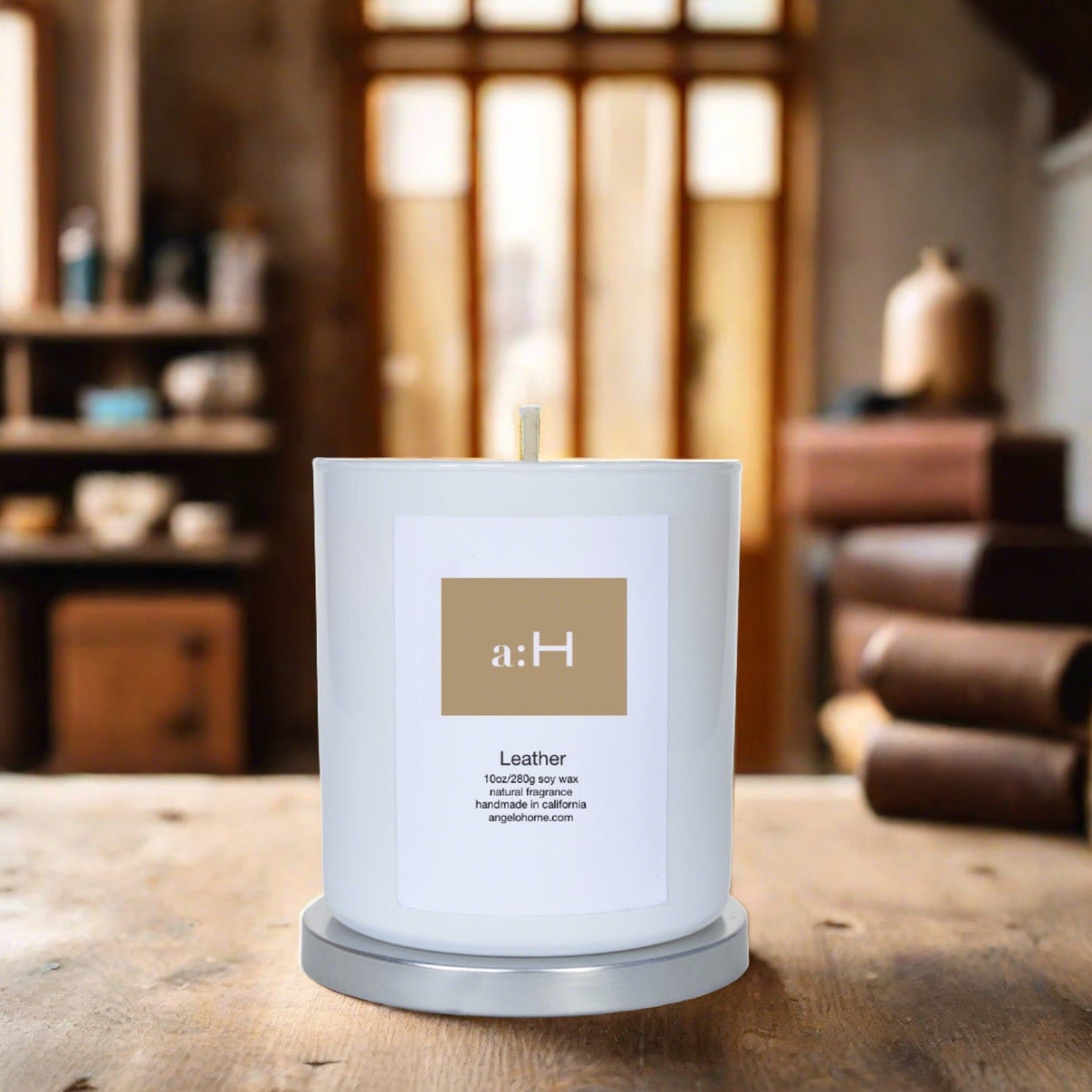 Leather Luxury Candle & Home Fragrance | Apricot Wax Candle – angelo:HOME