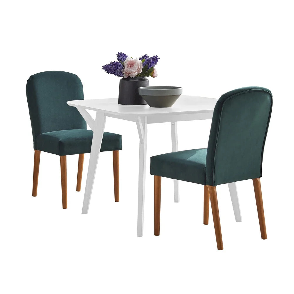 angelo:HOME Dining Set - Annabelle 3-Piece (White Table, Emerald Green Chairs)