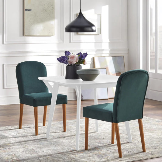 angelo:HOME Dining Set - Annabelle 3-Piece (White Table, Emerald Green Chairs)