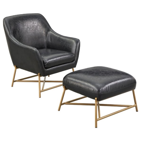 angelo:HOME Arm Chair & Ottoman Set - Corin (black) - angelo:HOME - Arm Chairs