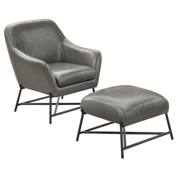 angelo:HOME Arm Chair & Ottoman Set - Corin (grey) - angelo:HOME - Arm Chairs