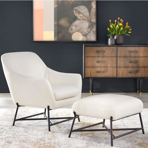 angelo:HOME Arm Chair & Ottoman Set - Corin (white) - angelo:HOME - Arm Chairs