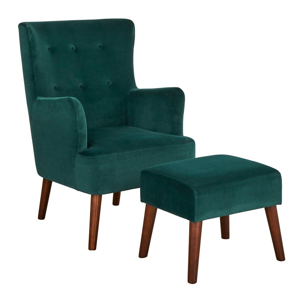 angelo:HOME Arm Chair & Ottoman Set - Jane (green) - angelo:HOME - Arm Chairs