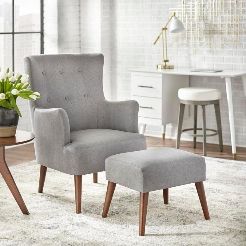 angelo:HOME Arm Chair & Ottoman Set - Jane (grey) - angelo:HOME - Arm Chairs