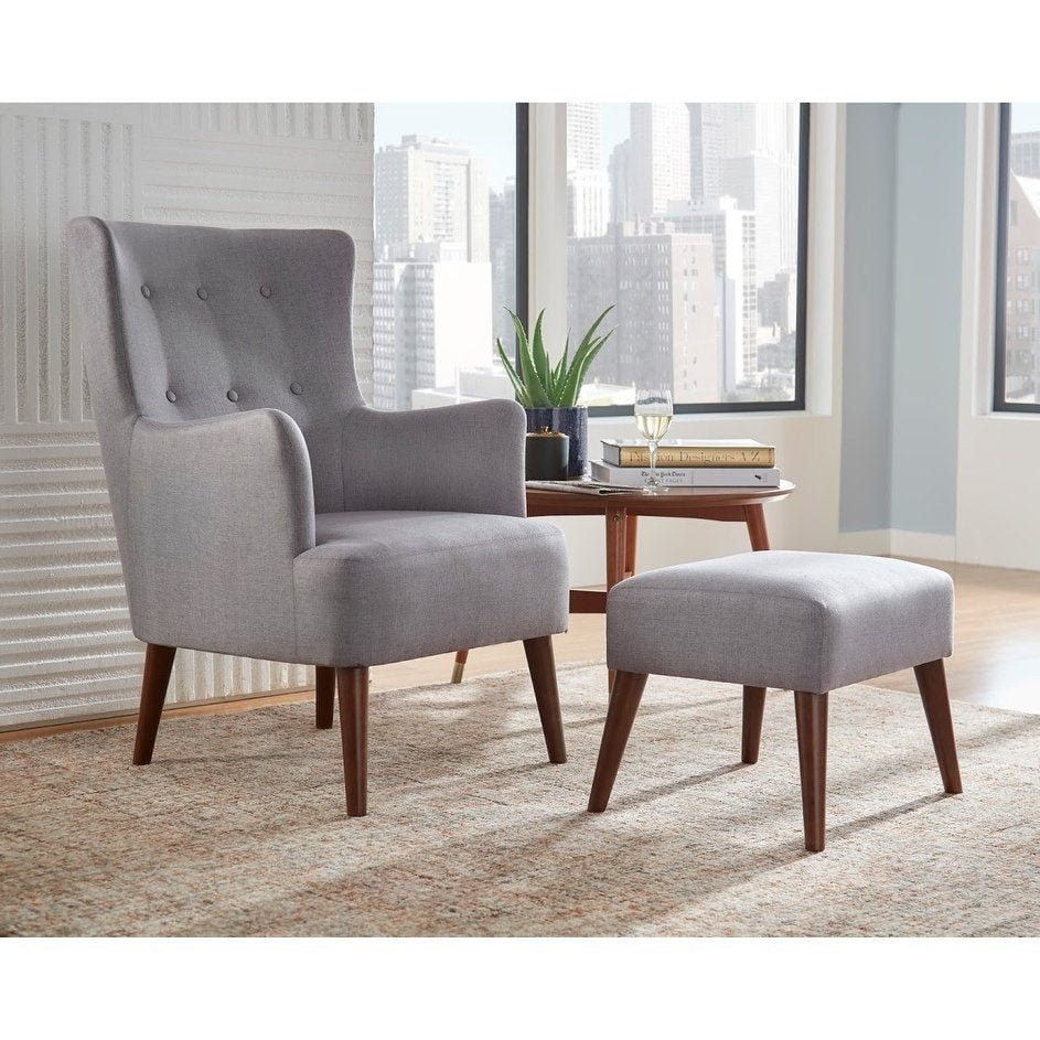 angelo:HOME Arm Chair & Ottoman Set - Jane (grey) - angelo:HOME - Arm Chairs