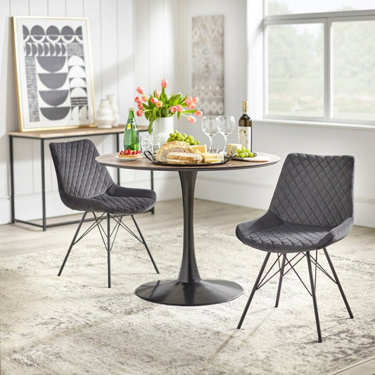 angelo:HOME Dining Chair - Kavitt - set of 2 (grey/walnut/black) - angelo:HOME - Dining Chairs