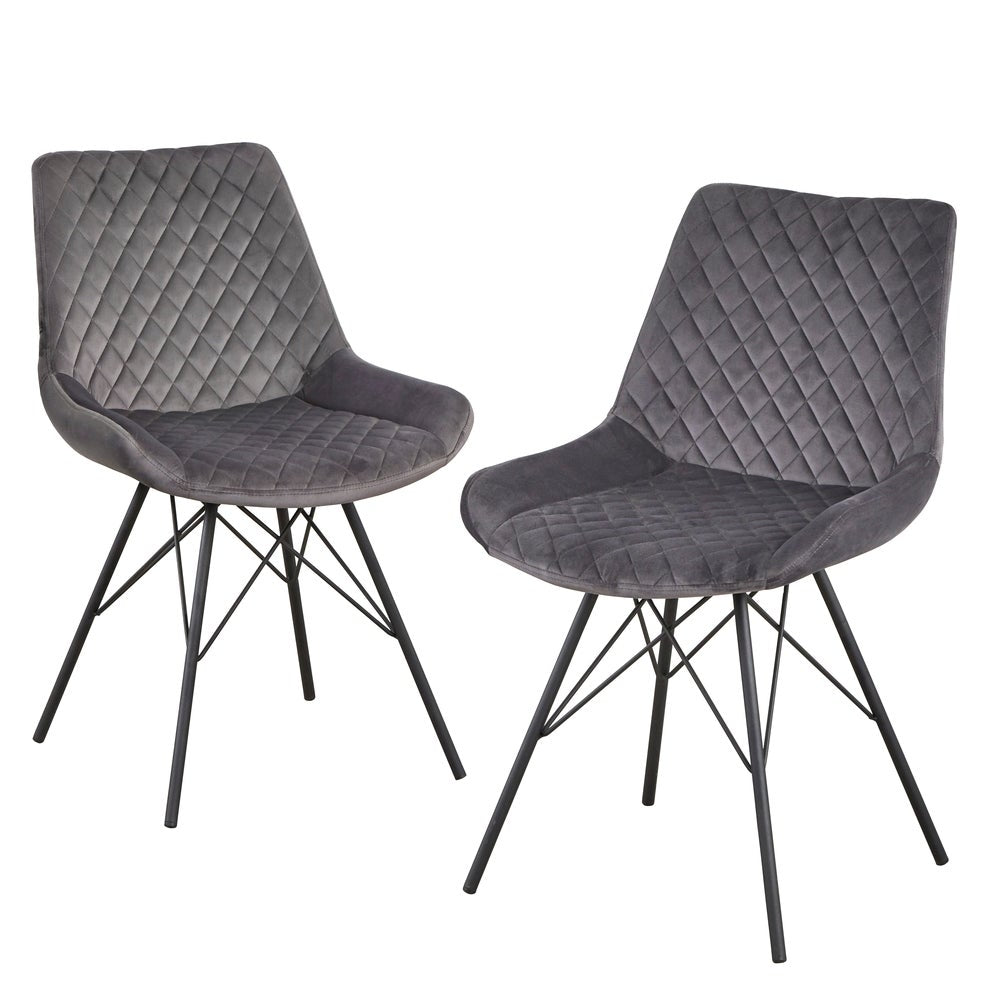 angelo:HOME Dining Chair - Kavitt - set of 2 (grey/walnut/black) - angelo:HOME - Dining Chairs