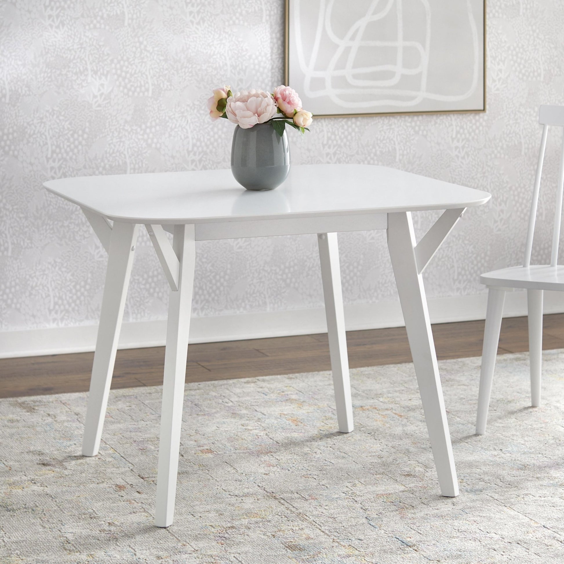 angelo:HOME Dining Set - Annabelle 3 - Piece (White Table, Grey Chairs) - angelo:HOME - Dining Chairs