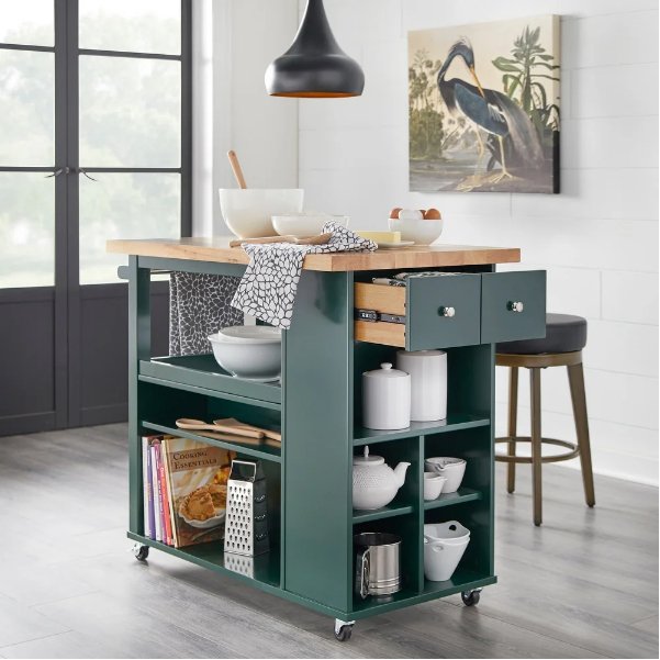 angelo:HOME Kitchen Island/Cart - Boston (Green) - angelo:HOME - Tables and Storage