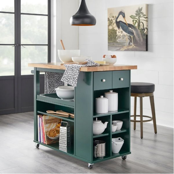 angelo:HOME Kitchen Island/Cart - Boston (Green) - angelo:HOME - Tables and Storage