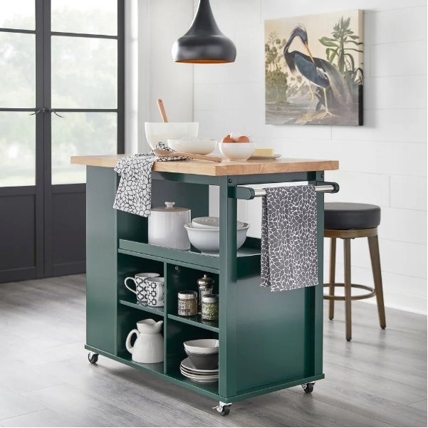 angelo:HOME Kitchen Island/Cart - Boston (Green) - angelo:HOME - Tables and Storage