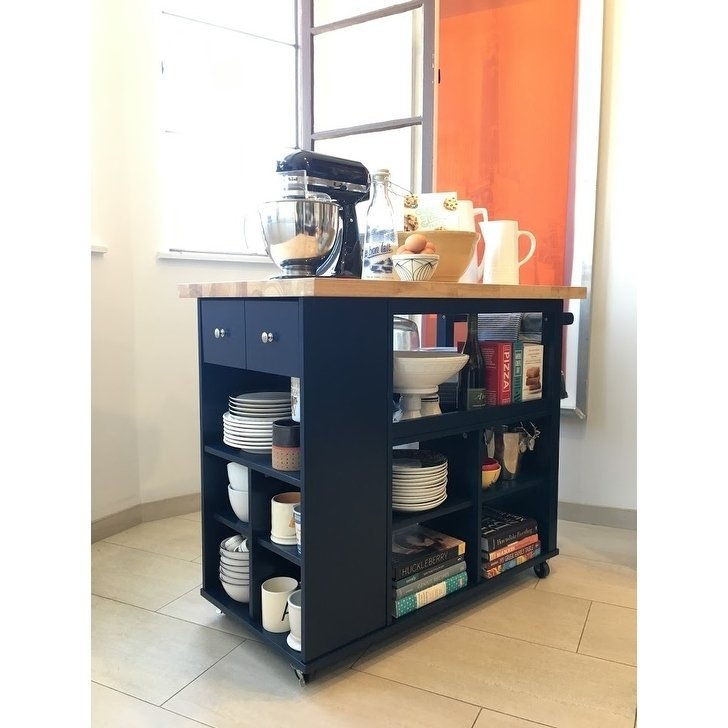 angelo:HOME Kitchen Island/Cart - Boston (Navy) - angelo:HOME - Tables and Storage