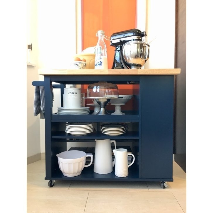 angelo:HOME Kitchen Island/Cart - Boston (Navy) - angelo:HOME - Tables and Storage