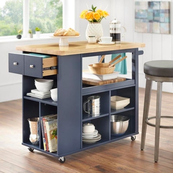 angelo:HOME Kitchen Island/Cart - Boston (Navy) - angelo:HOME - Tables and Storage