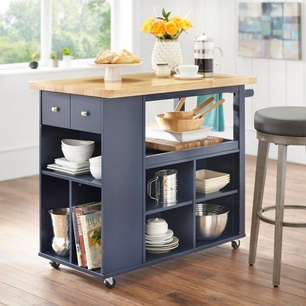 angelo:HOME Kitchen Island/Cart - Boston (Navy) - angelo:HOME - Tables and Storage