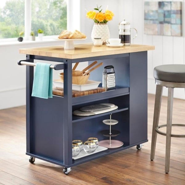 angelo:HOME Kitchen Island/Cart - Boston (Navy) - angelo:HOME - Tables and Storage