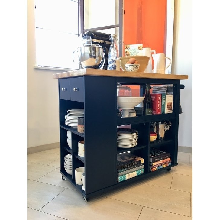 angelo:HOME Kitchen Island/Cart - Boston (Navy) - angelo:HOME - Tables and Storage