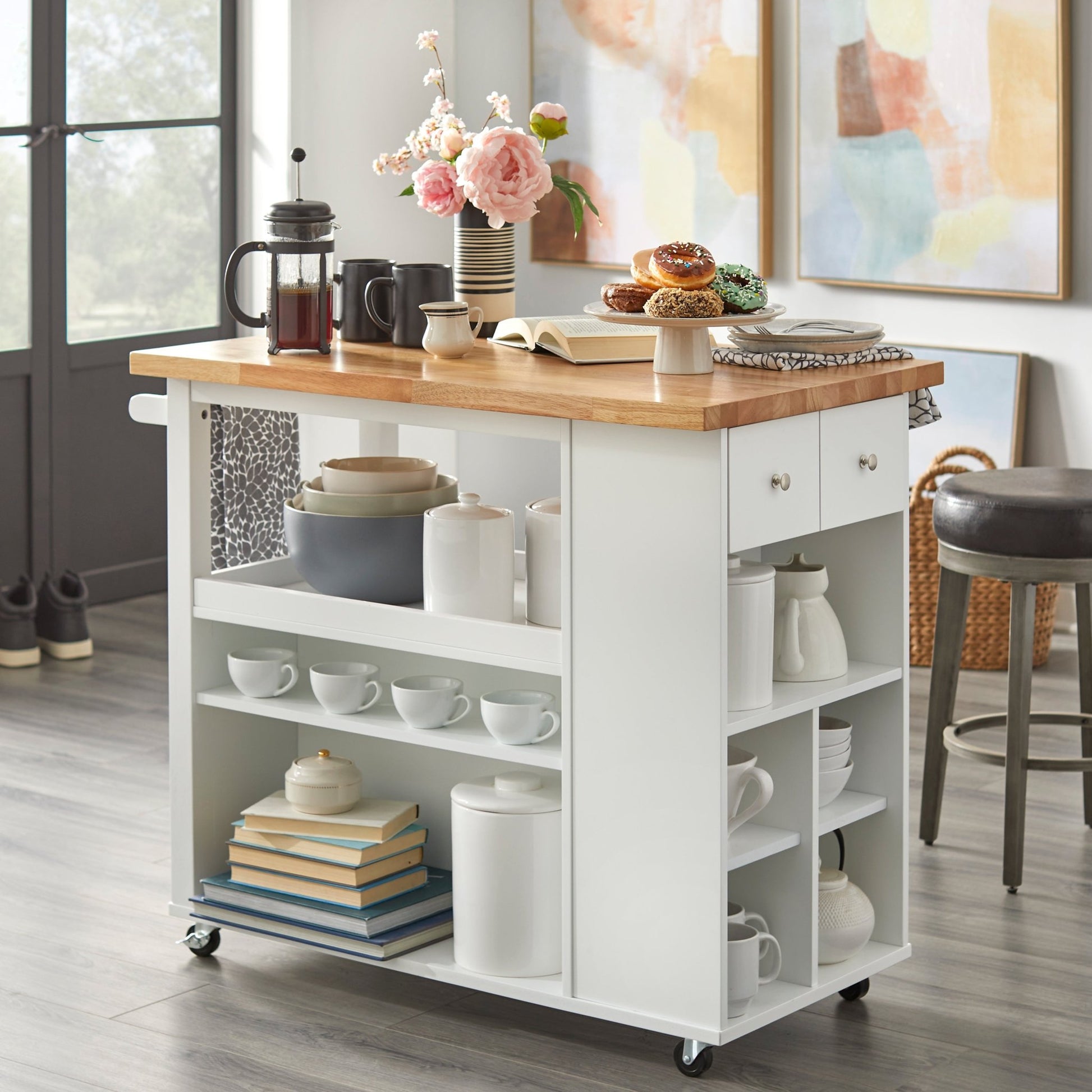 angelo:HOME Kitchen Island/Cart - Boston (White) - angelo:HOME - Tables and Storage