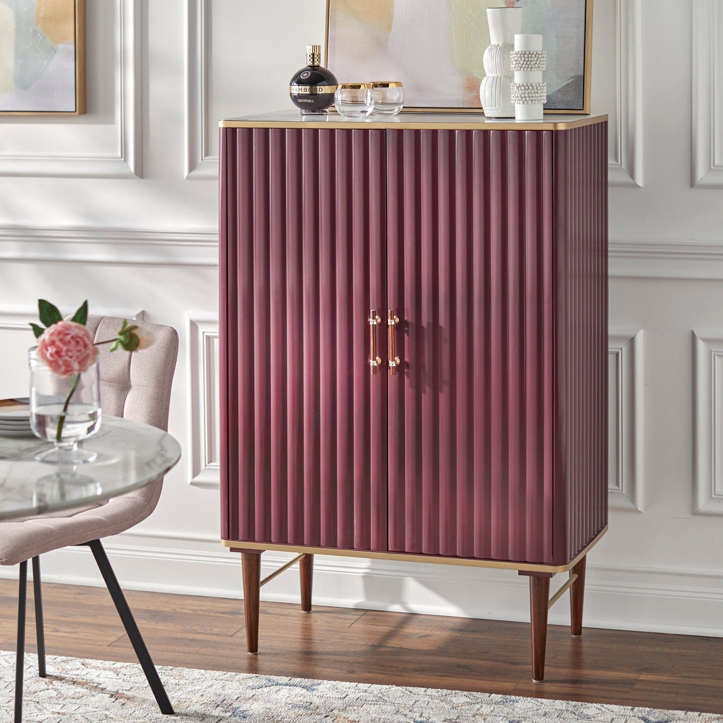 angelo:HOME Minka Scalloped Front Cabinet - Wine - angelo:HOME - Tables and Storage