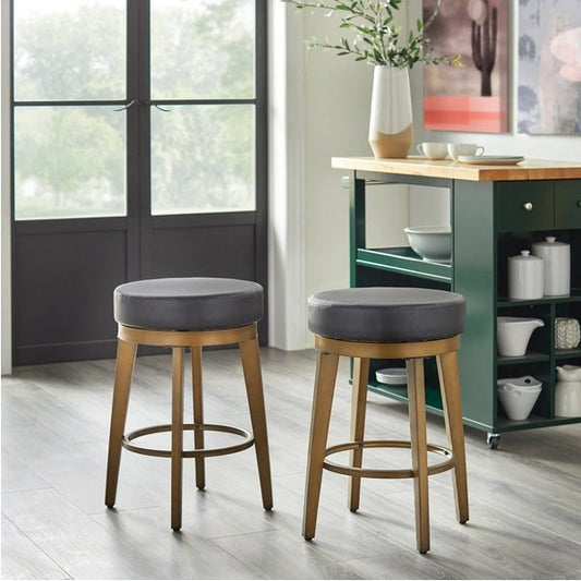 angelo:HOME Swivel Stools - Linden Brass set of 2 (black) - angelo:HOME - Dining Chairs