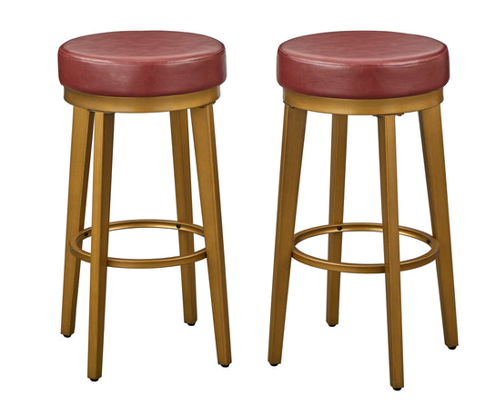 angelo:HOME Swivel Stools - Linden Brass set of 2 (red) - angelo:HOME - Dining Chairs