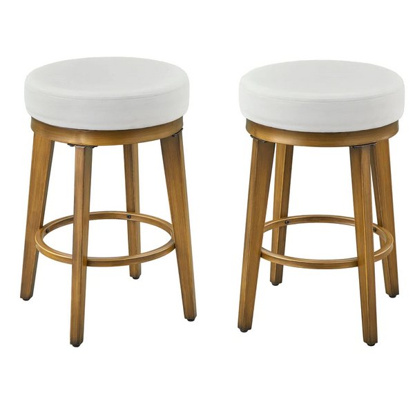 angelo:HOME Swivel Stools - Linden Brass set of 2 (white) - angelo:HOME - Dining Chairs