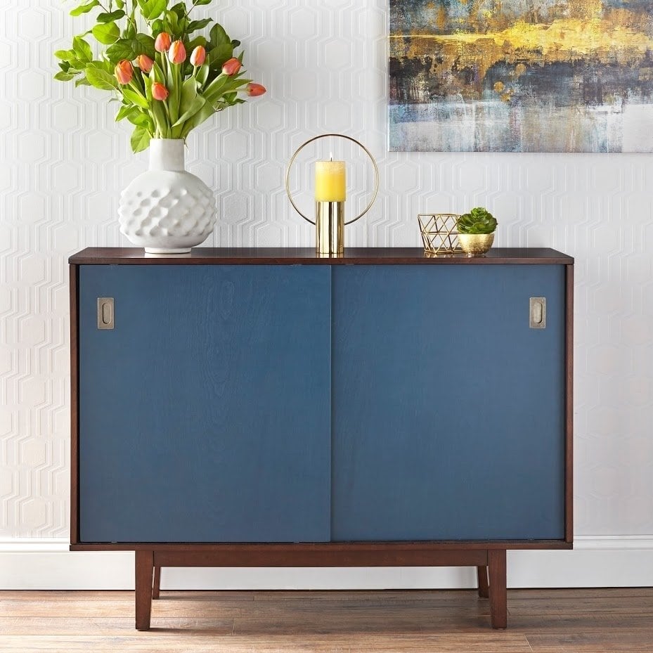 angelo:HOME TV Console/Buffet Cabinet - Menlo (blue/walnut) - angelo:HOME - Tables and Storage