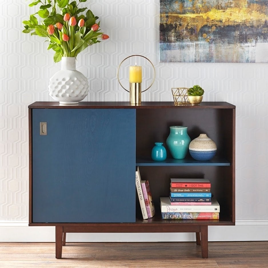 angelo:HOME TV Console/Buffet Cabinet - Menlo (blue/walnut) - angelo:HOME - Tables and Storage