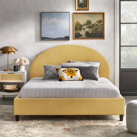 angelo:HOME Upholstered Queen Bed Frame - Ava - Yellow - angelo:HOME - Bed Frame