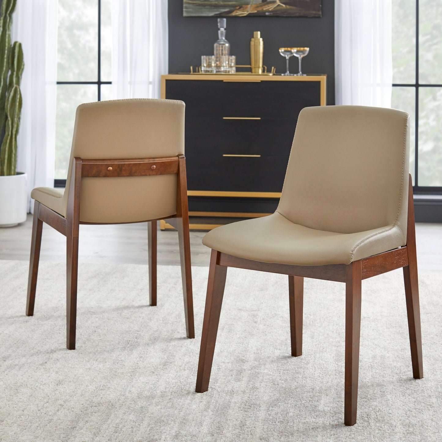 Dining Set - Raven - 5 piece (tan) - angelo:HOME - Dining Chairs