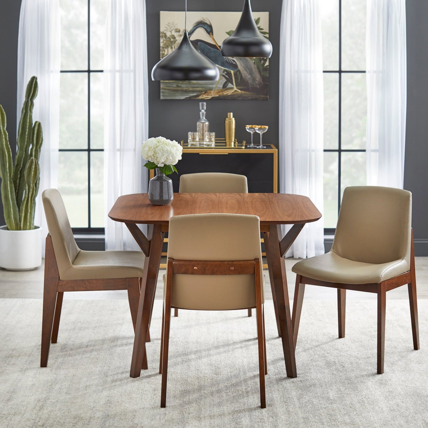 Dining Set - Raven - 5 piece (tan) - angelo:HOME - Dining Chairs