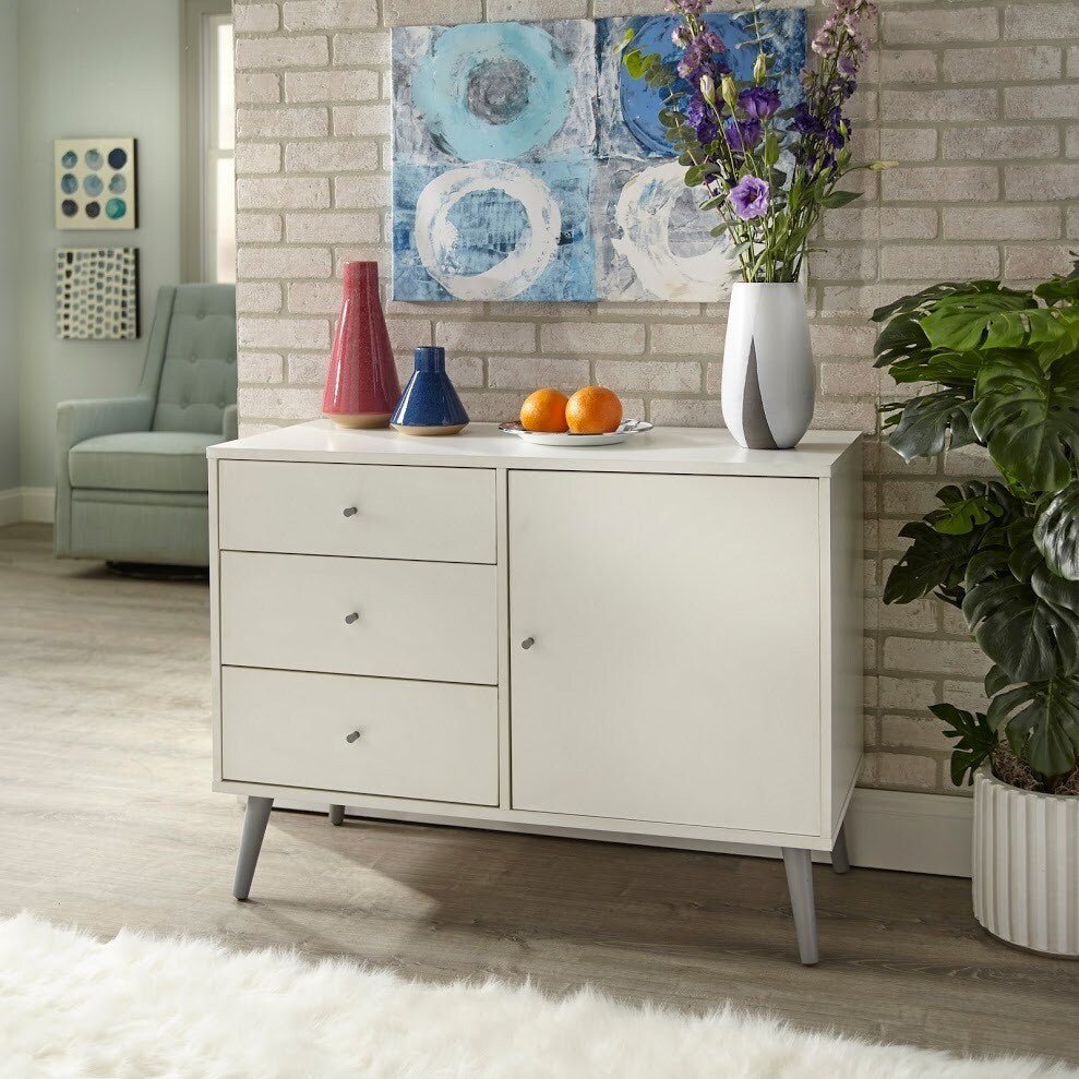 TMS Carroll Mid-Century Buffet, White TMS Carroll Mid-Century Buffet, White