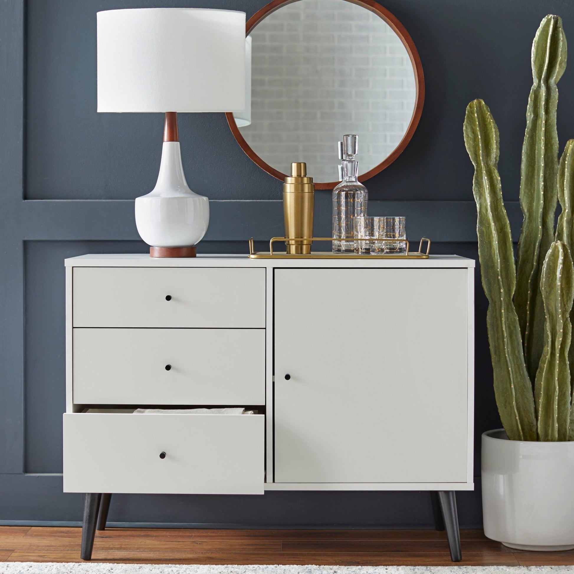 TMS Carroll Mid-Century Buffet, White TMS Carroll Mid-Century Buffet, White