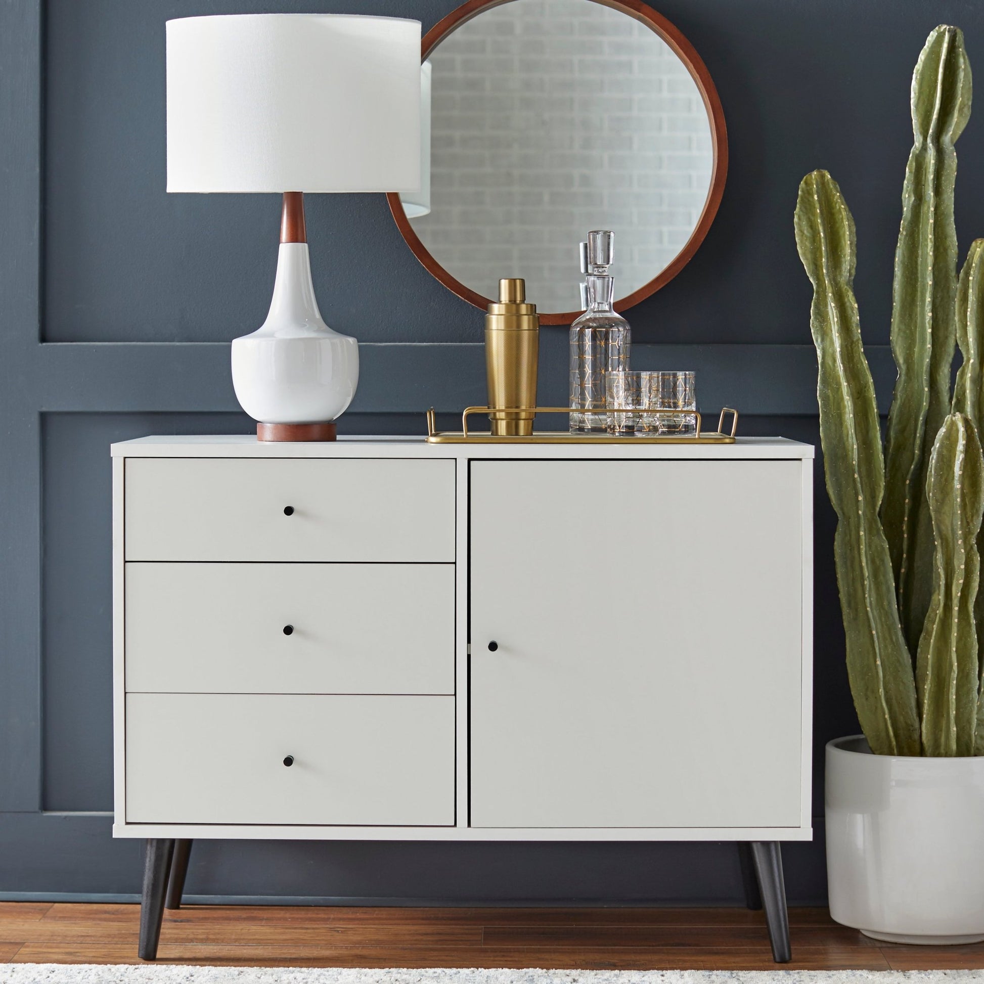 white mid century dresser Mid-Century Carroll Buffet / Dresser (white) – a:H