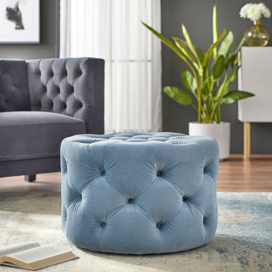 Ottoman - Scopi Round - in Blue - angelo:HOME - Ottoman