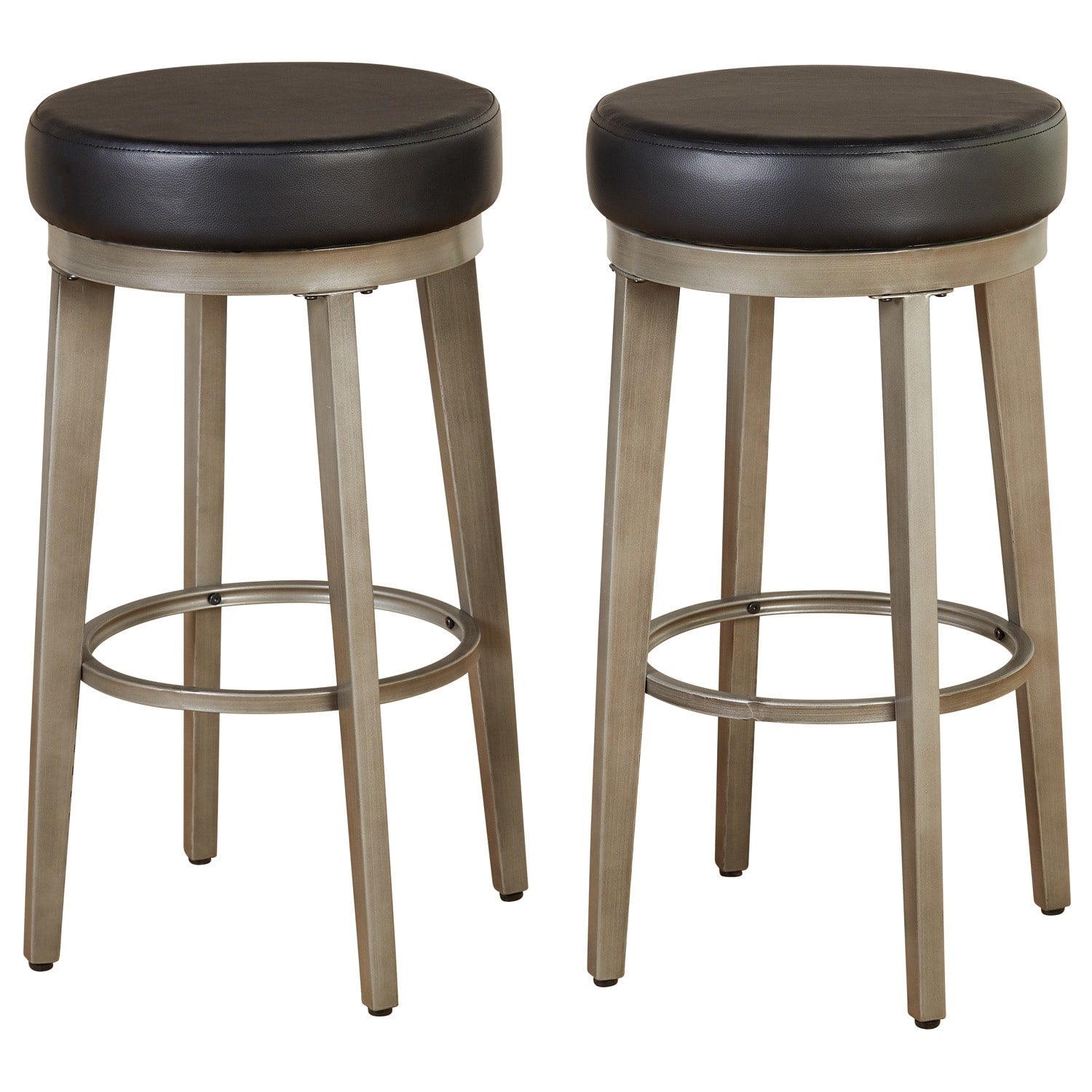 angelo:HOME Swivel Stools - Linden Leather set of 2 (black) - angelo:HOME