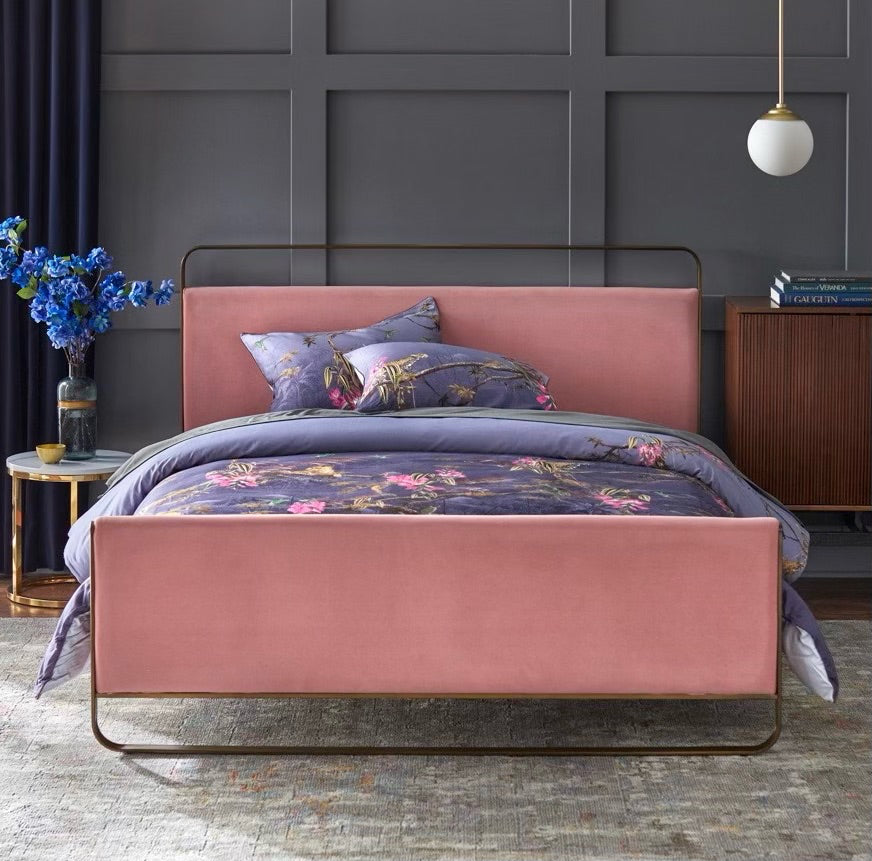 angelo:HOME Upholstered Queen Bed Frame - Doreen - Pink